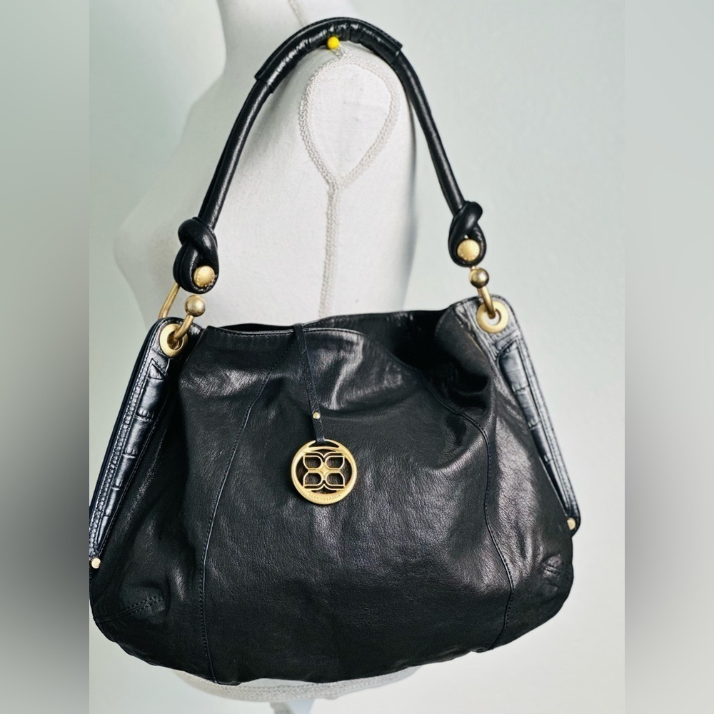 BCBGMAXAZRIA Black Leather Tote Bag